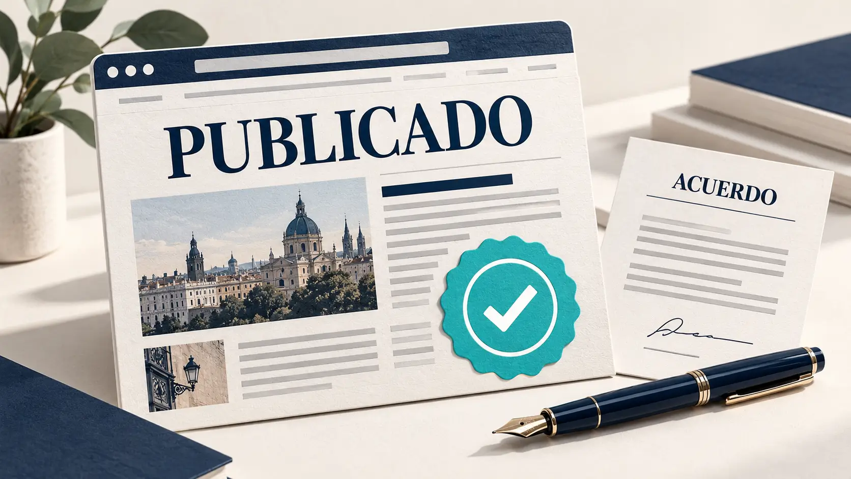 Una nota marcada como publicada junto a un acuerdo firmado