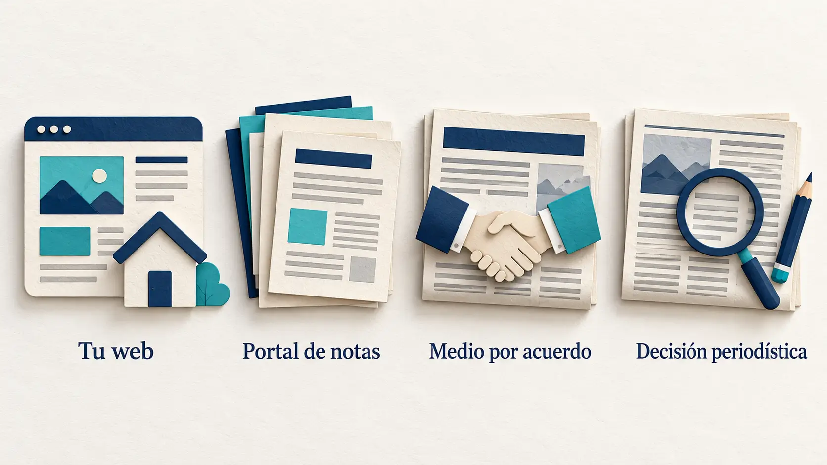 Las cuatro opciones: tu web, portal de notas, medio por acuerdo y decisión periodística