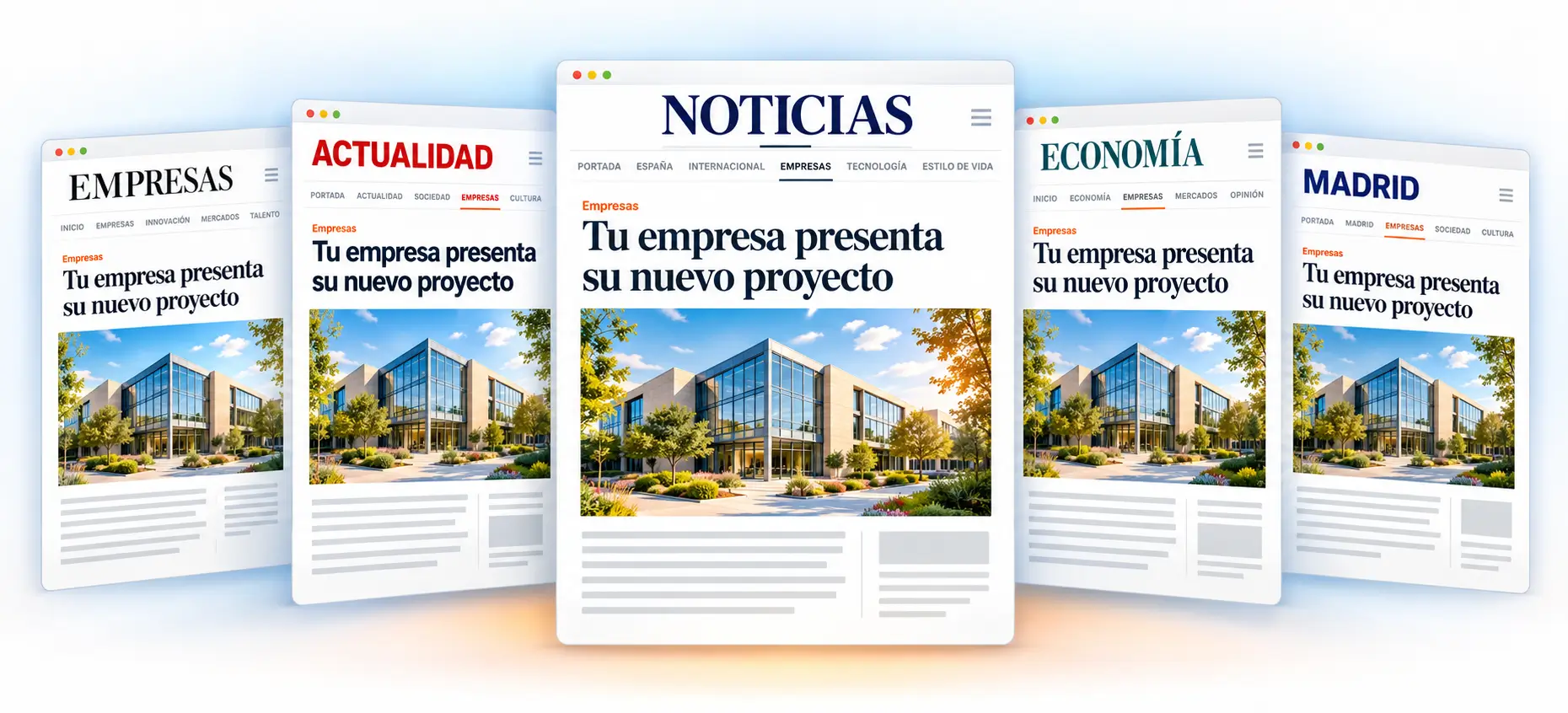 Una misma noticia de empresa publicada en varios periódicos digitales