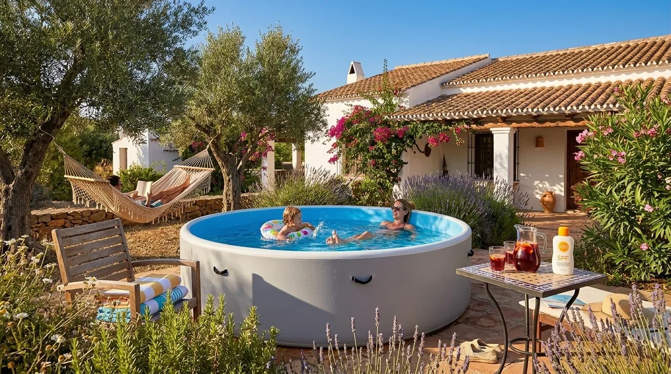 Piscina Drop Stitch de PoolUp instalada en un jardín particular.